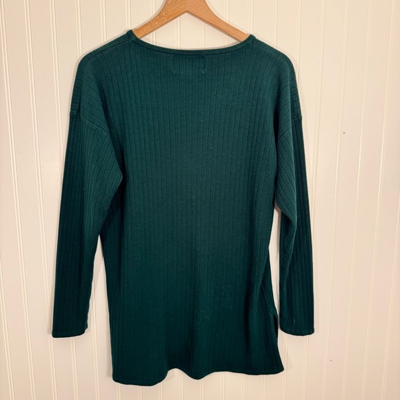 Vintage Express Tricot Womens Ribbed Tunic Large Forest Green Long Sleeve Size M - Picture 6 of 10
